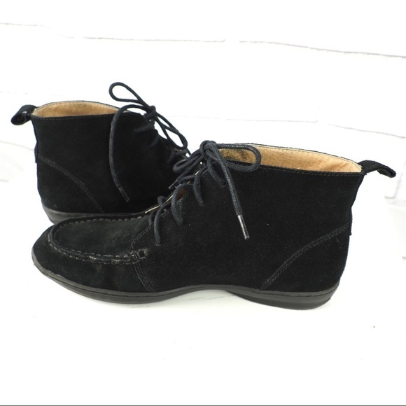 Lands End 7 black suede lace-up booties - Picture 2 of 10